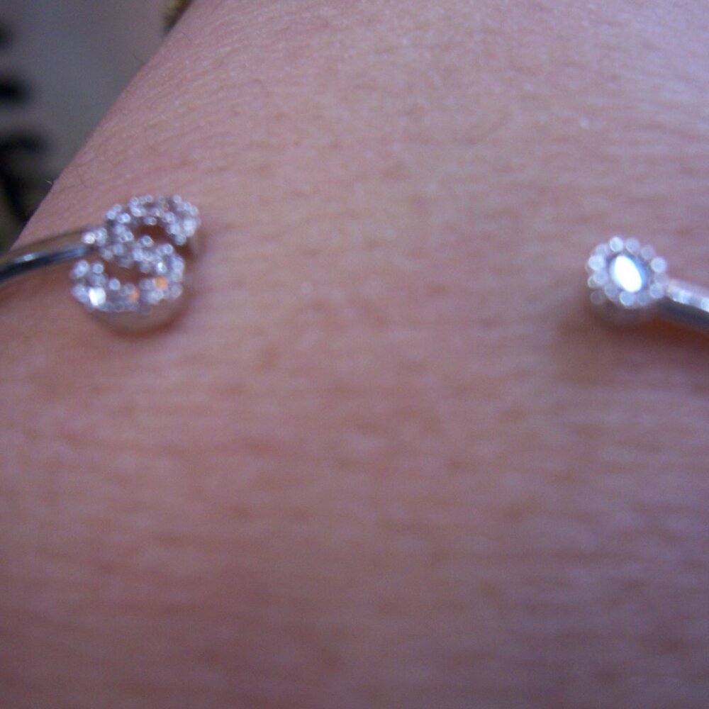 CZ Initial S Bangle Bracelett